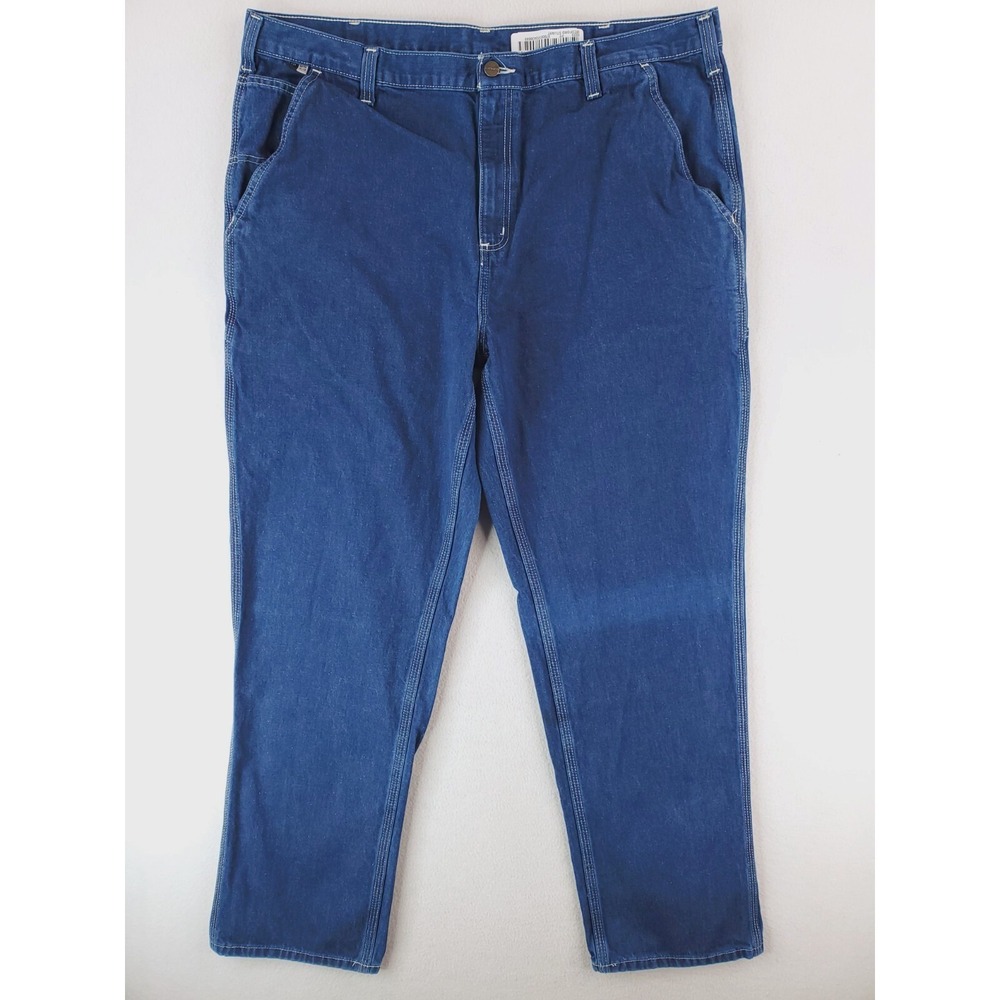 Carhartt Jeans Men 42x34 Blue FR Flame Resistant Cargo Utility Work Pant Relaxed